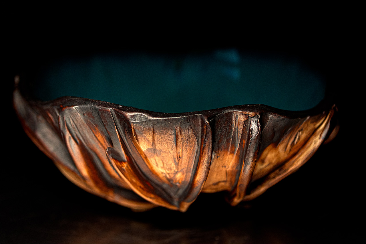 Image of a nature-inspired porcelain bowl. Handmade by Leona Darnell.