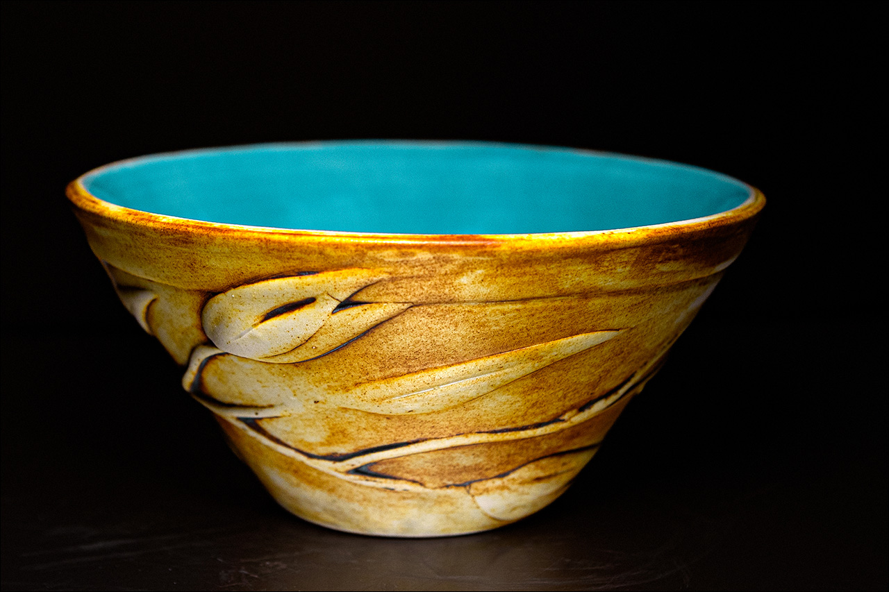 Handmade and nature-inspired porcelain ramen bowl by Leona Darnell.
